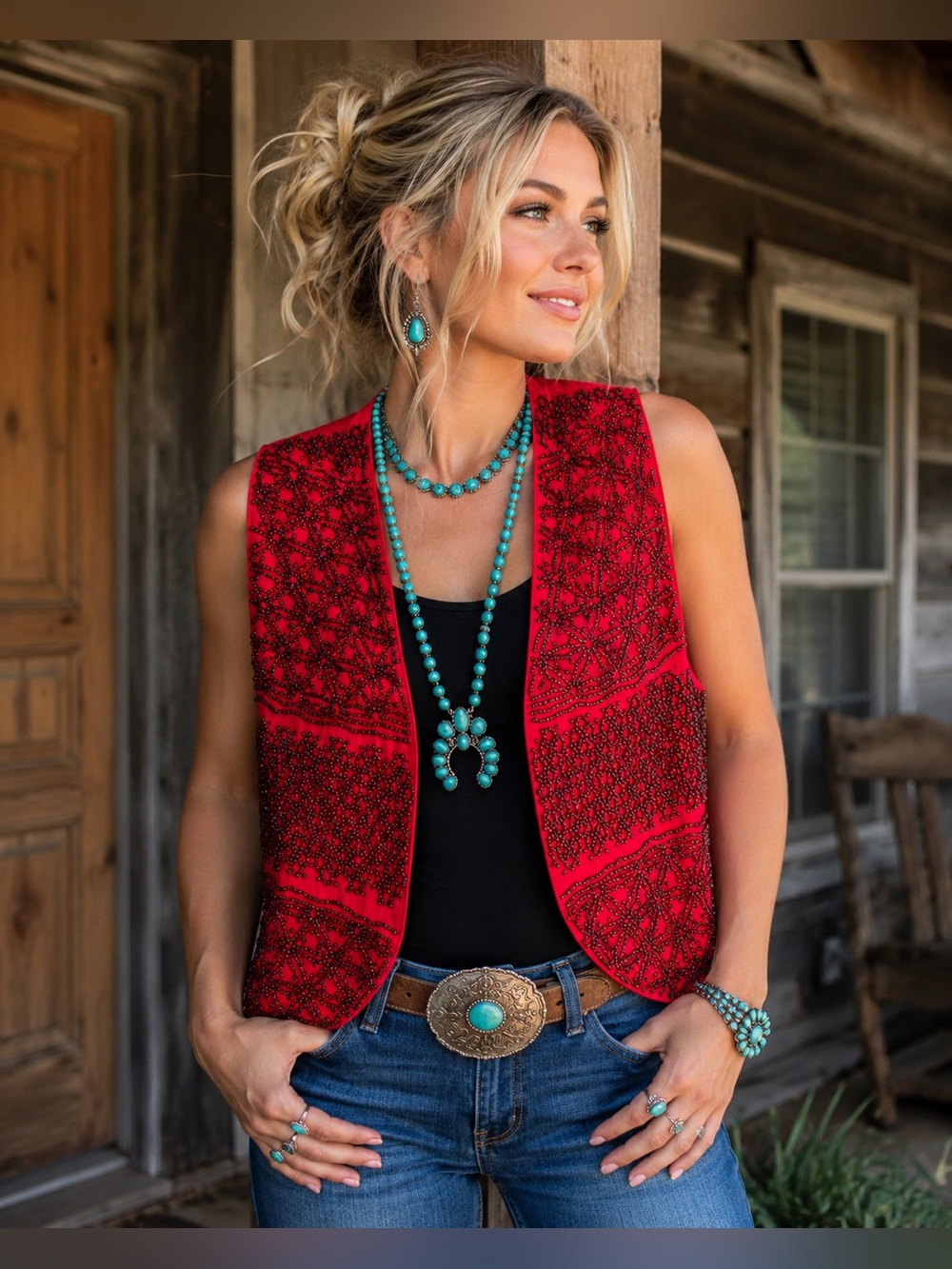 Vintage SILK I.B. Diffusion Beaded Vest Glass Seed Bead Open Front Size 8